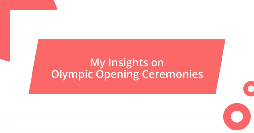 My Insights on Olympic Opening Ceremonies