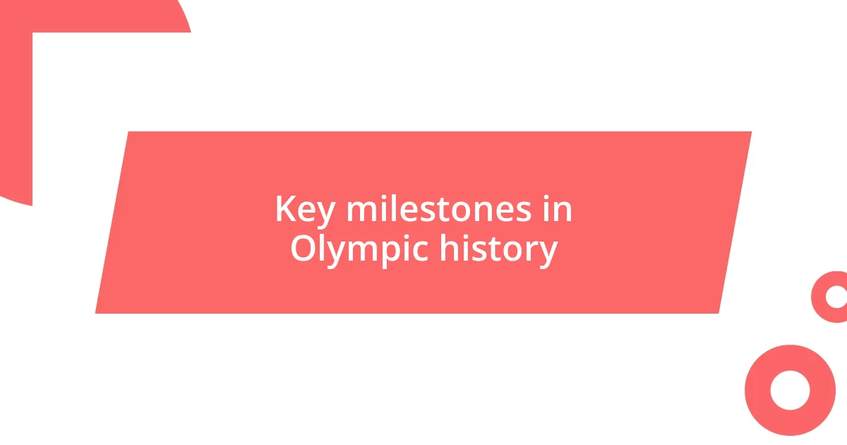 Key milestones in Olympic history